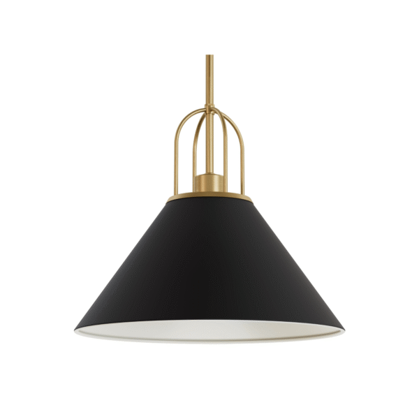 Hunter Carrington Isle Flat Matte Black and Luxe Gold 1 Light Pendant Ceiling Light Fixture - Jasmine Roth Collection