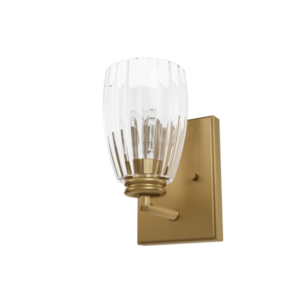 Hunter Rossmoor Luxe Gold with Clear Glass 1 Light Sconce Wall Light Fixture - Jasmine Roth Collection