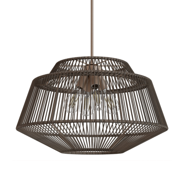 Hunter Brookhollow Sable Rattan and Sable 4 Light Pendant Ceiling Light Fixture - Jasmine Roth Collection