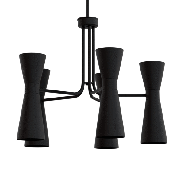 Hunter Zola Flat Matte Black 10 Light Chandelier Ceiling Light Fixture - Jasmine Roth Collection