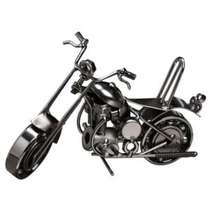 Retro Metal Motorcycle Figurine ?C Electroplated Iron Sculpture for Desktop & Living Room