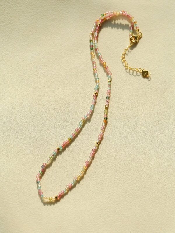 925 Silver Tourmaline Beaded Layering Necklace