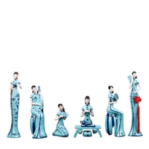 Elegant Vintage Cheongsam Lady Figurine for Classy Display in Traditional Oriental Decor