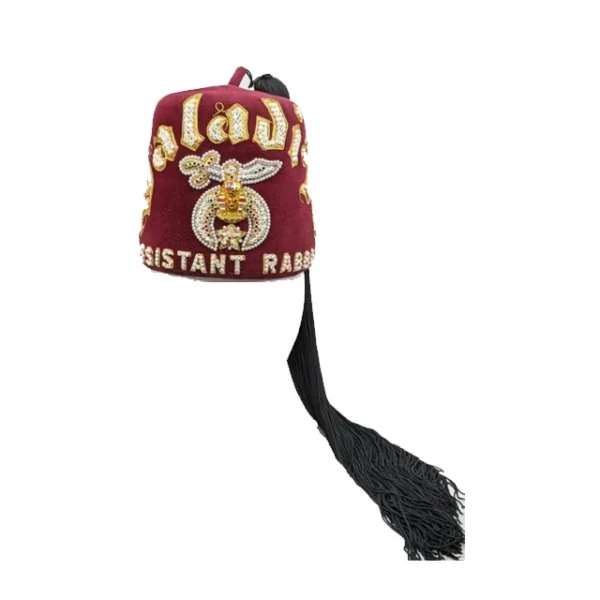 2024 Masonic Medinah Shrine Club Fez Hat 100% Wool with Rhinestones Gemstones Tassel for Shriners Cross Stitching Needlework