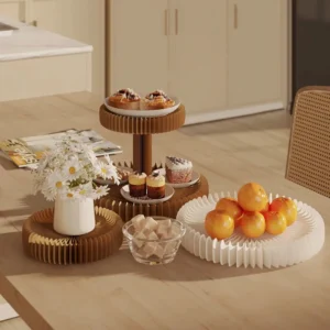 Folding Art Craft Honeycomb Paper Display Stand Two Layers Round Display Shelf for Store and Exhibition Easy Storage