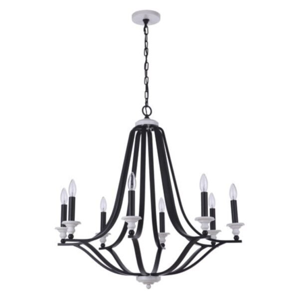 Craftmade Esme 8 Light 32" Flat Black and Matte White Chandelier Ceiling Light 57628-FBMWW
