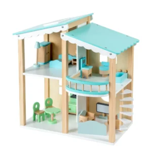 Doll House with Simulated Luxury Furniture Set Wooden Dollhouse Play Set for Boys Girls Toddlers