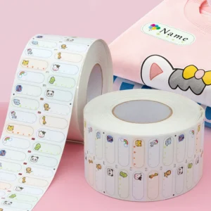 Name Label Stickers Custom Self-adhesive Cute Cartoon Name Tags Waterproof Writable Label Stickers for Children School Kid