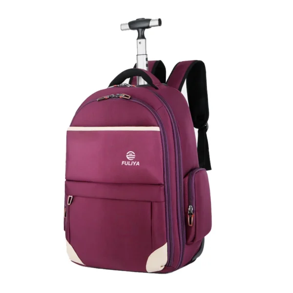 FULIYA New Rolling Wheels School Backpack Water Resistant Carry on Student Trolley Backpack Bags