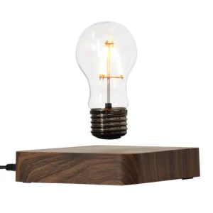 Unique Levitating Wood Table Lamp with Rotating Floating Light Bulb for Home Decoration or Business Promotional Gifts