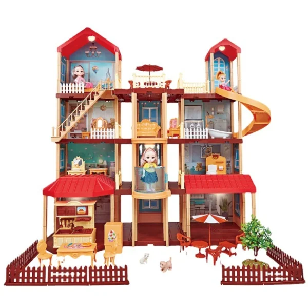 Kids 3D DIY Plastic Miniature Doll House Furniture Hands Craft Puzzle Assemble Dollhouse Model House With Led Light for Girl