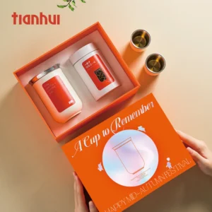 Tianhui Travel Tea Brewer Collection Thermos Cup Set With Tea Tins Gift Box Tea Mugs 304 Stainless Steel Gift Set