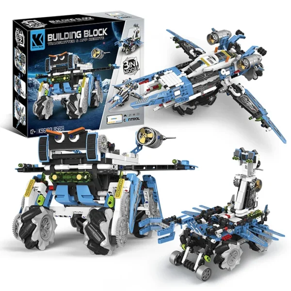 3 in 1 Diy Assemble Deformable Remote Control Robot Toy Stem Educational Stunt Rc Dog Toys App Programming Building Bricks Sets