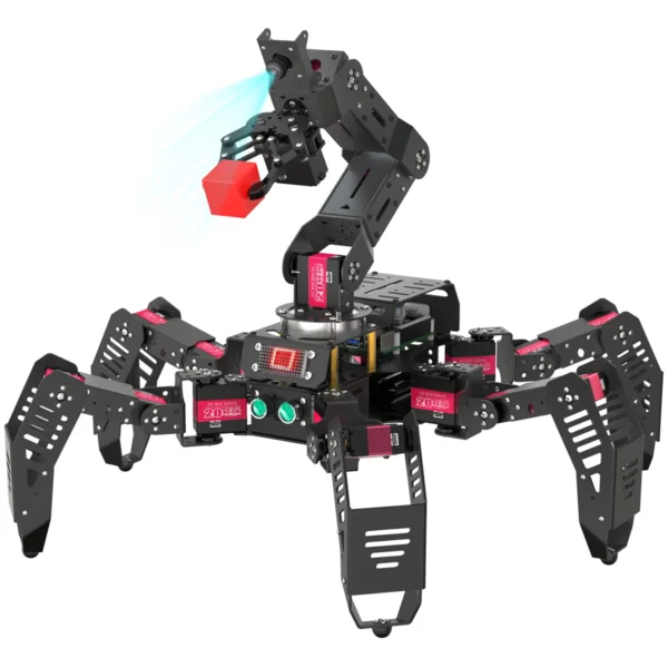 Hiwonder SpiderPi Pro Hexapod Robot with AI Vision Robotic Arm AI 6-Leg Spider Robot Powered by Raspberry Pi