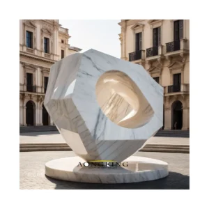 High-Quality Semi-Precious Stone Crafts Natural Marble Abstract Diamond Sculpture Square Decoration