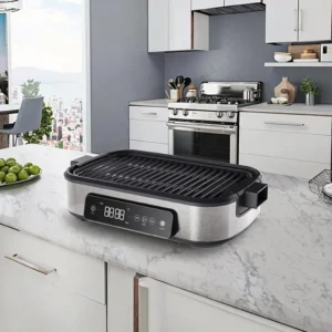 Detachable Aluminium Electric Grill Pan Space-Saving Smokeless Hot Pot for Small Kitchen Countertops