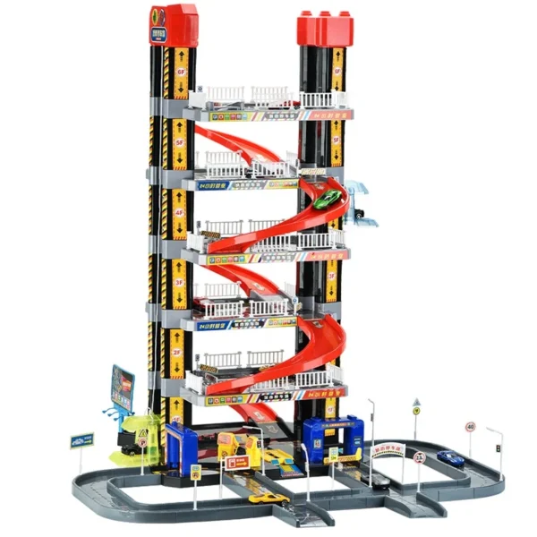 DIY Assembly City Parking Lot Building 6 Floors Scene Toy Set With 8 Random Cars Track Slideway Play House Toys for Kids