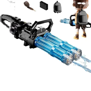 Gatling Water Gun Ice Blast Rotating Water Gun Light-up Emitting Toys Backpack Double Barreled Gatling Water Gun Set