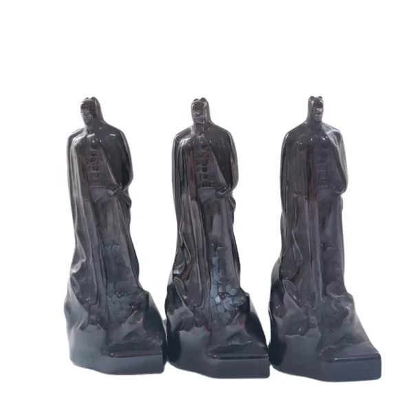 Hot Sale High Quality Beautiful Natural  Obsidian Stone  Cartoon Characters Carving  As Gifts  LSY