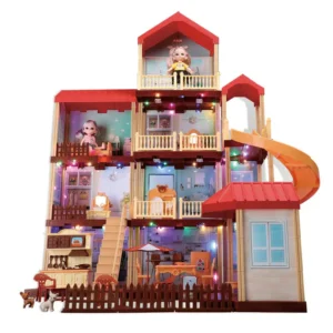 Wholesale Luxury Assemble Girls Doll Furniture Diy Dollhouse Kit Large Miniature Doll House Set with Light