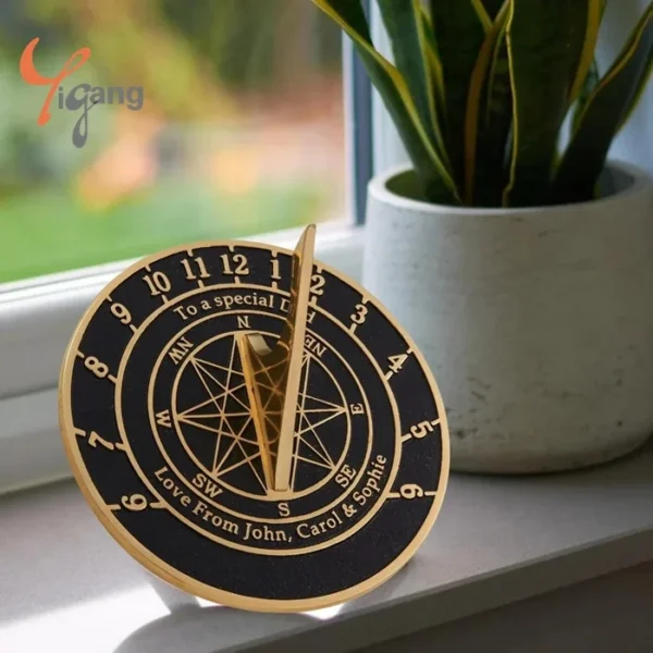 Custom Designed Cast Bronze Sundial Art Sculpture Metal Crafts for Home Decoration Special Commemorative Day Gift for Each Other