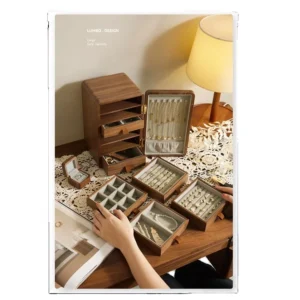 Large High End Walnut Wood Drawer Type Jewelry Box