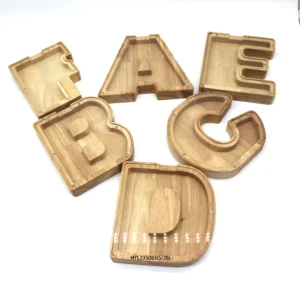 26 English Alphabet Transparent Coin Money Saving Box Custom Wooden Piggy Bank Money Box