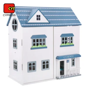 New Arrival Wooden Dolls House With Furniture Girls Pretend Play Doll House Accessories Toys for Kids