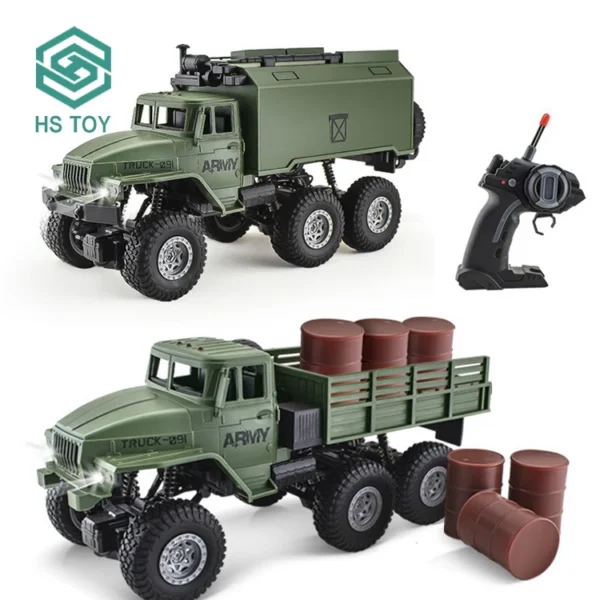 HS TOY 2.4G 4WD Six-wheel 1:16 Scale Toy Vehicle Off-road Light RC Military Command Trucks With Luxury Packing