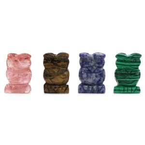 Crystal Agate Semi-precious Stone Owl Carved Owl 1.3 Inch Carved Animal Box 12 Mixed Color Ornaments Box Crystal Crafts