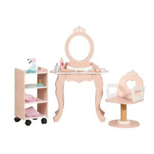 Kids Pretend Toy Furniture Set with Mirror Children Room Decoration Wooden Toy Barber Shop