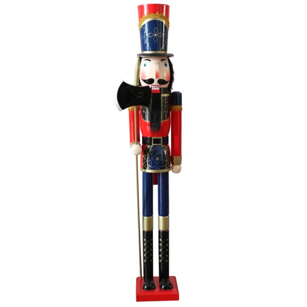 High Quality 1.5M 5ft Folk Art Nutcracker Soldier Life Size Wooden Ornament Hand Painted Pine 150cm for Christmas Decor