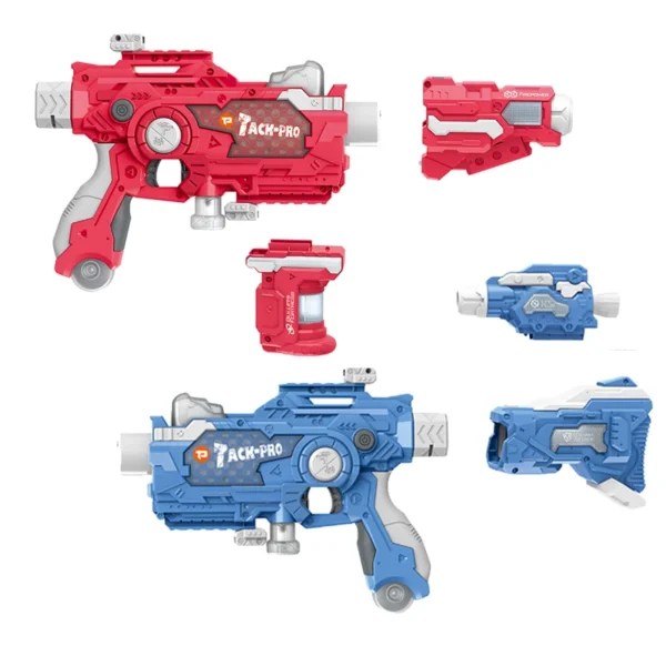 QS High Quality Shooting Game Toy Assembly Styles Cool Lighting 50 Fire Range Kids Laser Versus Battle Gun Set Toys With Shield