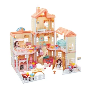 Dollhouse Furniture Set Toy with Light and Spray Mini Villa Toys for Luxury Doll House