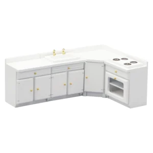 1:12 Doll House Dollhouse Mini Furniture Micro Scene White Kitchen Cabinet Furniture Four-piece Set
