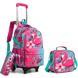 Manufacturer Wholesale Multi-functional Pull Rod Fashion Large Capacity  High Quality Three Piece Set with Wheels Schoolbag