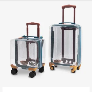 Custom logo  Transparent Children's Trolley School Bag Wheels Kids Cartoon Travel Suitcase Bag Student Car Trolley Bag