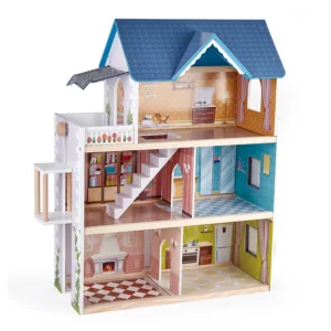 Pretend Role Play DIY Educational Toy Big Kids Wooden Doll House Villa With Doll Room Furniture Doll House