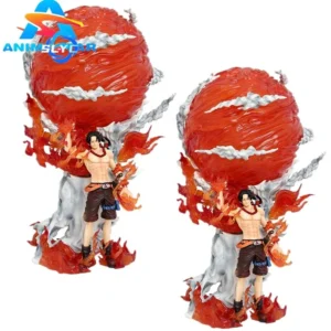 40CM Japanese Animation Derivatives Figurine GK Light 1 Piece Portgas D Ace Figura Model PVC Anime Figure Large Anime Statue Toy