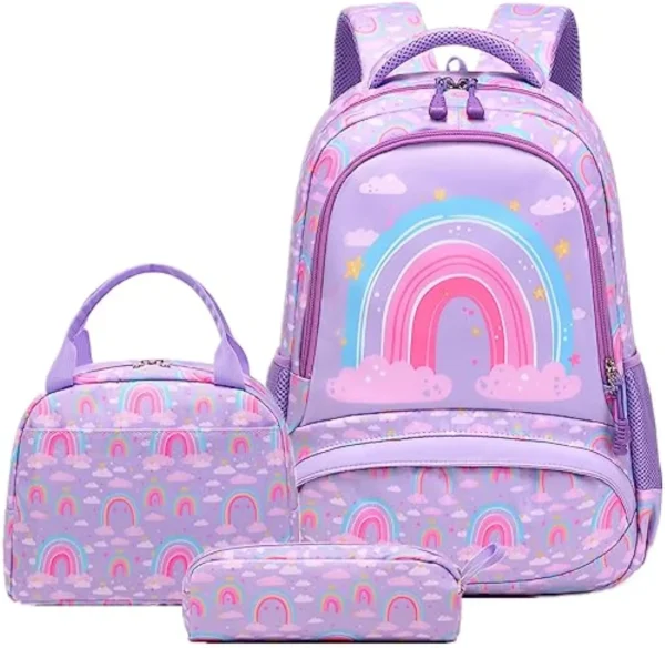 3 Set Cute Middle School Large Capacity Custom logo Girls Rucksack School Bag Waterproof Children's Backpack