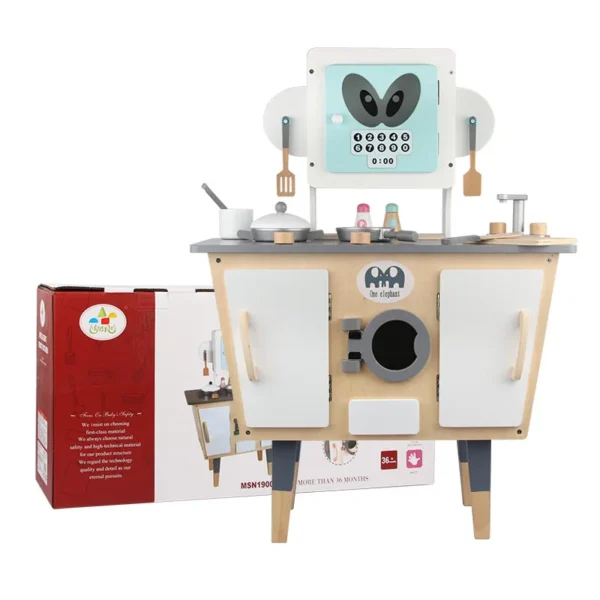 Wooden Intelligent Robot Kitchen Toy Baby Kindergarten Simulation Cooking Toy Parent-child Early Education Role Play Wooden Toys