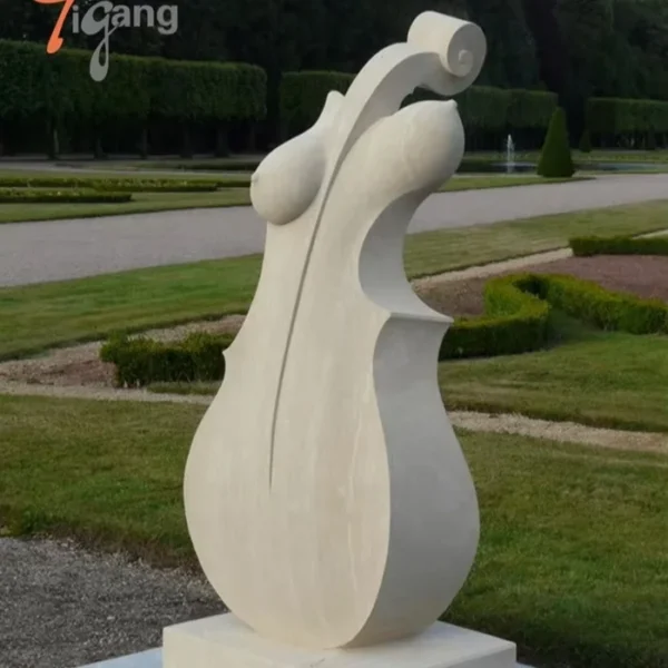 Custom Designed Abstract Style Hand-Carved Marble Anthropomorphic Nude Cello Sculpture Natural Stone Crafts for Park Decoration