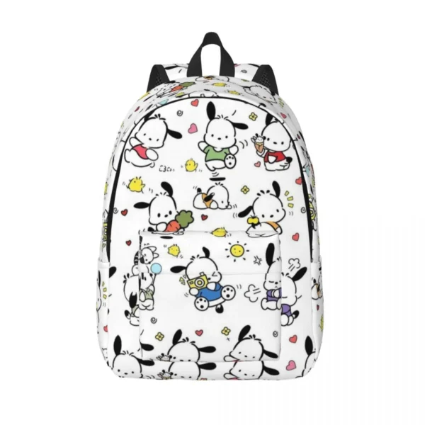 Pochacco Dog Teenage Backpack with Pocket High School Work Kawaii Cartoon Daypack for Men Women College Shoulder Bag