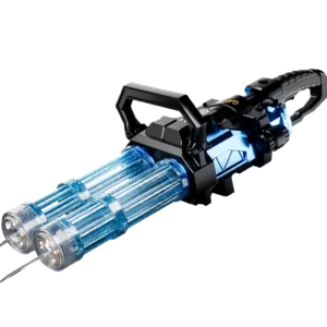 Summer Double Tube Shooting Lighting Firing Gatling Water Gun Rotating Gun Head Simulate Electric Water Gun Toy Backpack Outdoor