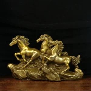Brass Horse Ornament Three Horses Gallop to Success Custom Printed Metal Home Decorative Crafts Die Cut Anime Theme
