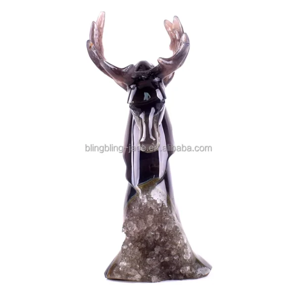 Exquisite Crystal Carving Animals Crystal Crafts Agate Geode Deer Crystal Carving Deer Christmas Gift