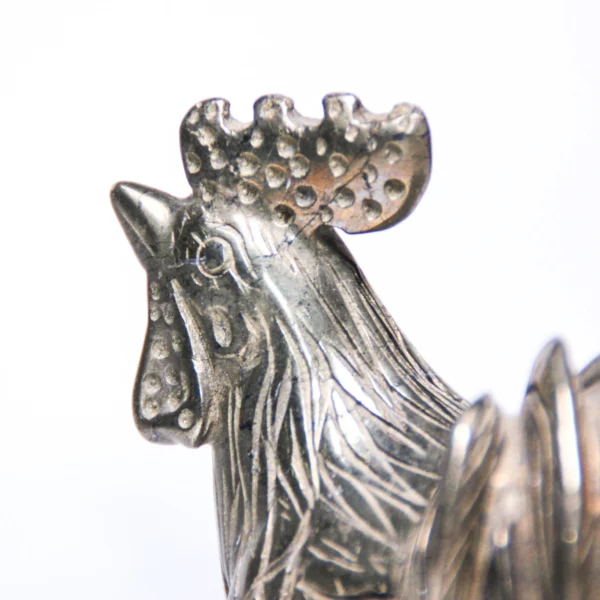 HY Home Animal Decoration Life 53*95mm Size Gemstone Pyrite Stone Cock Statue for Sale Precious Stone Crafts