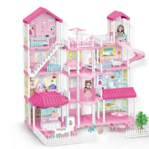 2024 Mini Plastic DIY Doll House with Toys Furniture Funny Indoor Pretend Play for Little Girls