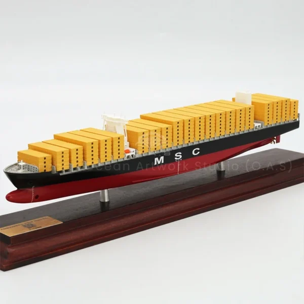 Customizable 35cm MSC Plastic Workmanship High Quality Ship Model Business Gift Plastic Crafts Container Ship Model