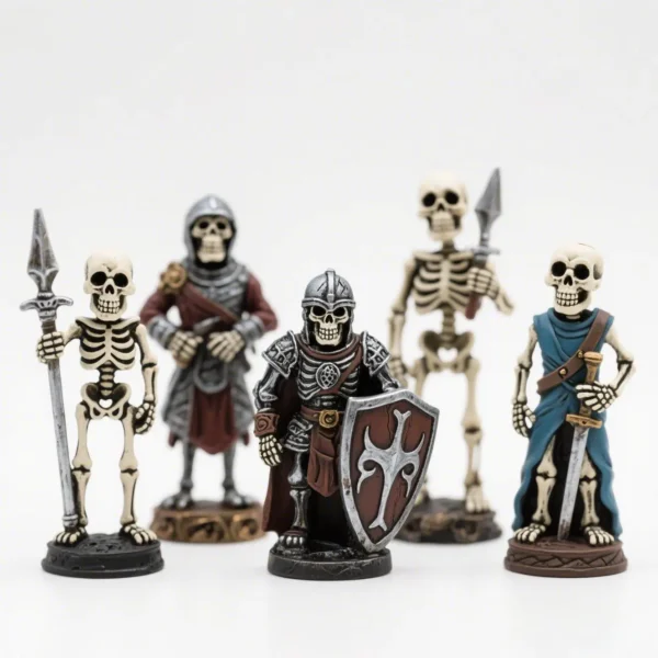 Skeleton Knights Resin Set - 3D Undead Warrior Desk Decor with Weapons | Gothic Fantasy Collectibles for RPG Fans